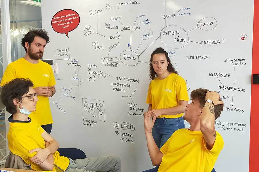 Nos étudiants-acteurs en brainstorming ecole design