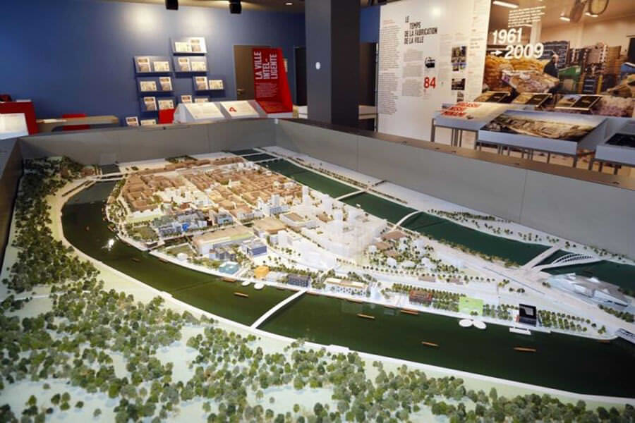 Maquette du projet de réhabilitation du quartier de la Confluence école de design Lyon