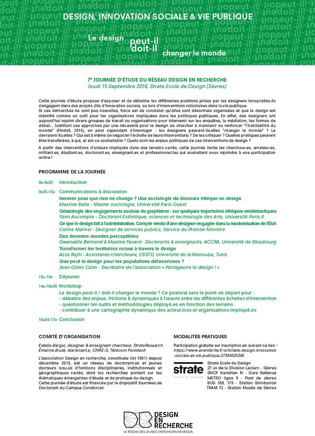 Formation designer chercheur Strate design en recherche