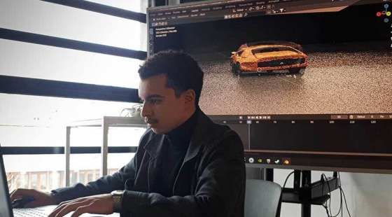 Charles Ketels pendant le cours Blender 3D ecole de design